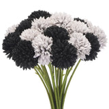 20Pcs Artificial Flower Heads, Silk Chrysanthemum Hydrangea Grey Black Faux Hydrangea
