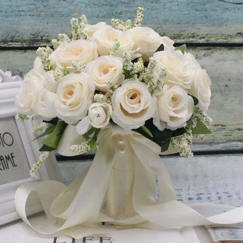Bride Artificial Rose Bouquet Bridesmaid Ornament For Bridal Wedding Decoration Bouquet