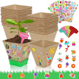 20 Set Garden Paper Pot Craft Kit,20Pcs Square Paper Mache Pots Peat Plant Pots Garden Plants