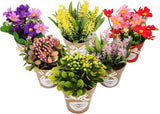 Set of 6 Potted Artificial Flowers Fake Flowers with Vase Faux Flowers in Pot, S Hydrangea