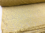 Embroidered Stretch Lace Apparel Fabric Sheer Floral Golden Tan FF312 Flowering Plants
