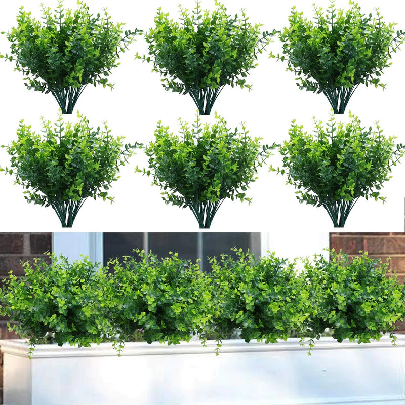 summer flower 10 Pack Artificial Boxwood Stems for Outdoors Unfading in The S... Green Plant