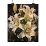 Cream Lily Flower Art Print Poster, Flower Painting, Flower DŽcor Lily