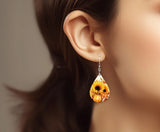 FALL SUNFLOWER PUMPKIN TEARDROP DANGLE EARRINGS GREAT FOR FALL GIFT GIVING Sunflower