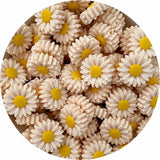 2x DAISY silicone beads CREAM BEIGE flower DIY sensory 22mm sunflower bead ivory Sunflower