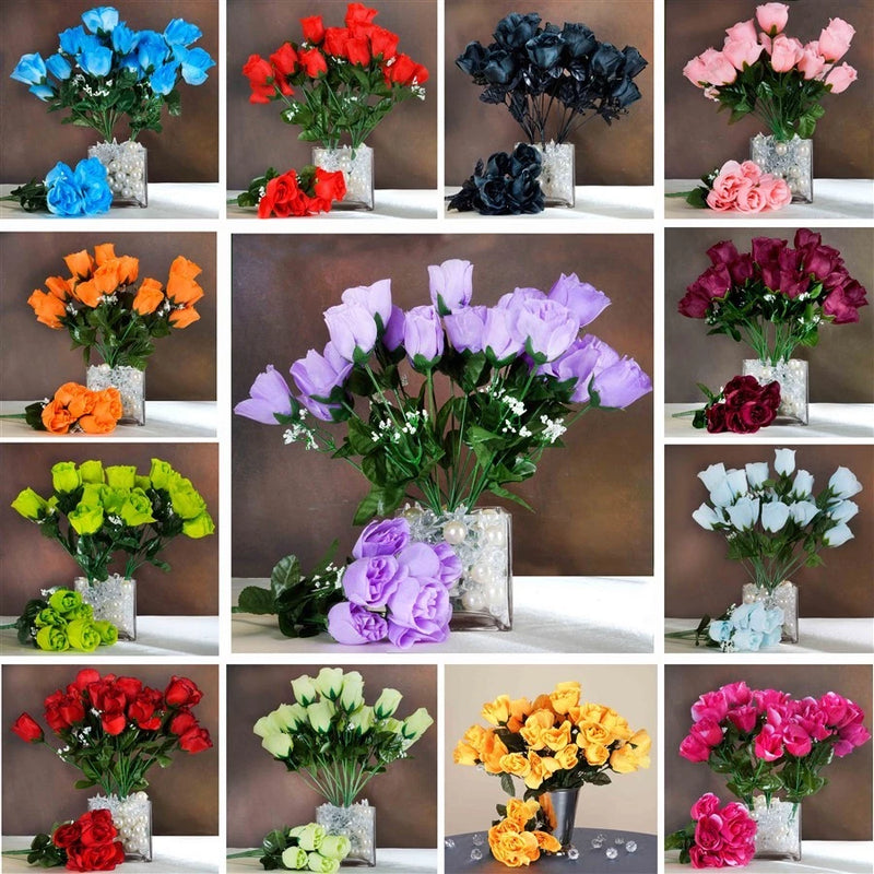 72 bushes - 504 Silk BUDS ROSES Wedding FLOWERS Bouquets Supply for Centerpieces Bouquet