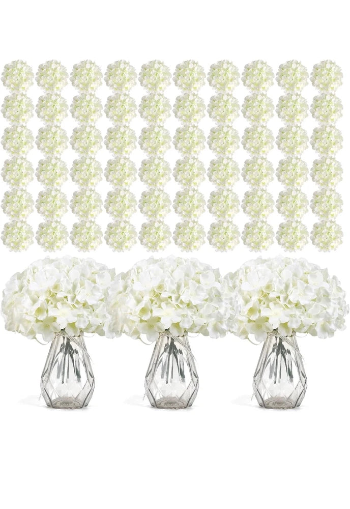 Auihiay 304 PCS Hydrangea Artificial Flowers, Silk Artificial Flowers Heads with Hydrangea