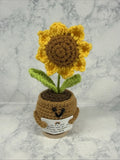 Handmade Crochet Flowers Sunflower Gifts,Positive Emotional Support Potted Sunflower