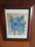 Framed Watercolor Hydrangea Blossom Wall Art 16x20 Hydrangea