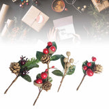 _Artificial Flowers Red Berries Pine Cones For Gift Package Plastic Dried Flower Dried Flower