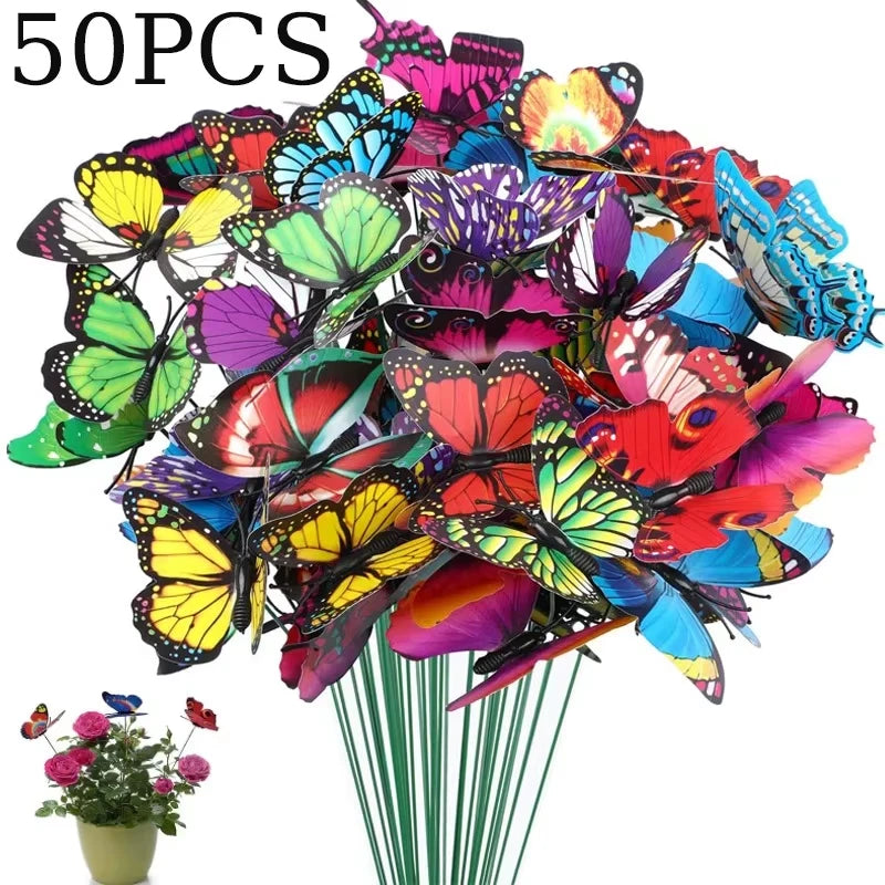 5-50Pcs Waterproof Butterfly Garden Yard Planter Butterfly Flower Arrangement Co Garden Plants