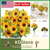 Beautiful 2 Bunches of Artificial Sunflower Flowers for -Round Decoration Sunflower