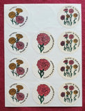 Vintage 80's Carnation Flowers Scratch & Sniff Matt Stickers- 1 Sheet Carnation