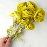 Set of 2 Lime Green Artificial Ranunculus Floral Bushes Ranunculus