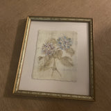 Hydrangea Pairs Floral Art Print by Cheri Blum Antiqued Gold Frame EUC 15Ó By 13 Hydrangea