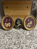 Lot Of 3 Vintage Dried Pressed Flowers In Oval Frame Curved Glass , Frames Dried Flower