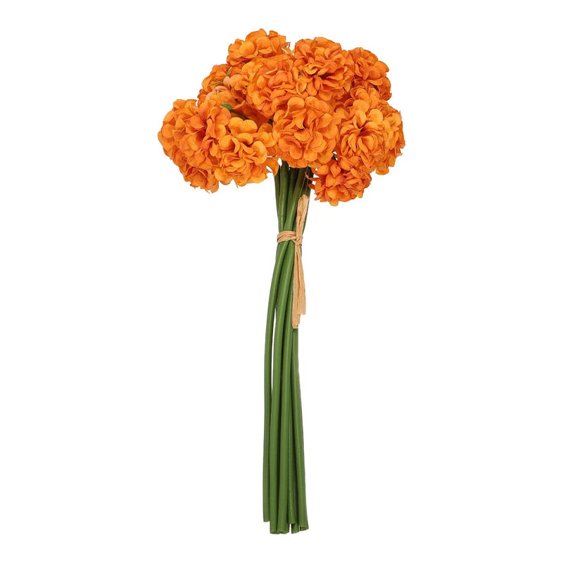 Artificial Ball Hydrangea Silk Flower with Bendable Stems, Sunset Orange Hydrangea