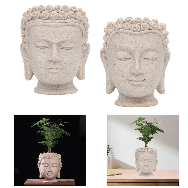 Buddha Head Flower Pot Buddhism Gift Outdoor Planter for Desk Kitchen Garden Garden Plants