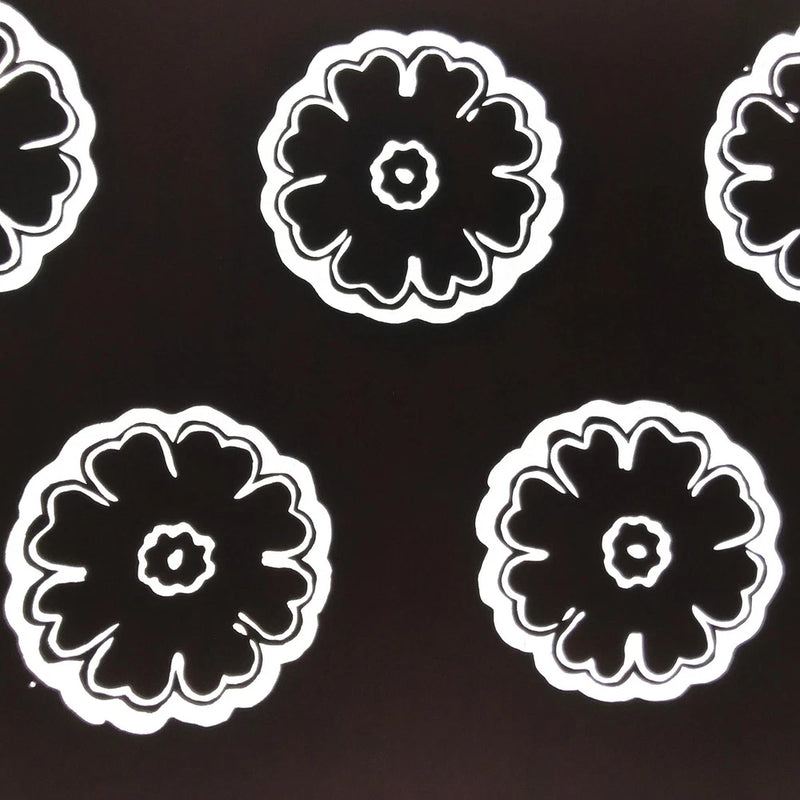 Peony katagami paper stencil set with six black-and-white flower medallion outlines