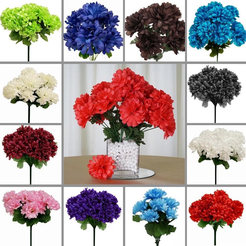 84 Silk CHRYSANTHEMUMS Ball Flowers Wedding Bouquet Party Centerpieces Wholesale Bouquet