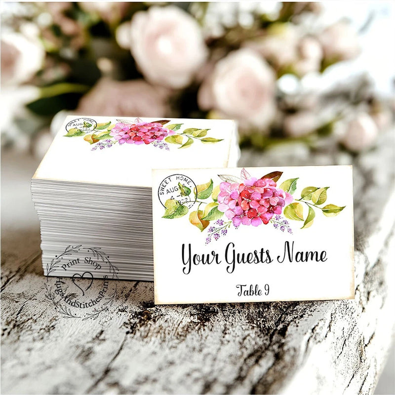 HYDRANGEA FLOWER POSTCARD FLAT WEDDING PLACE CARDS, TAGS or ESCORT CARDS #144 Hydrangea