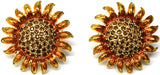 Sunflower Earrings Gold Plated Metal Alloy Set With Czech Crystals Sunflower