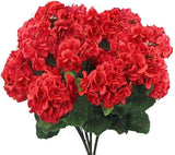 4PCS Artificial Red Geranium Silk Flowers Outdoor Plant Bush Faux Flowers Gerani Bouquet