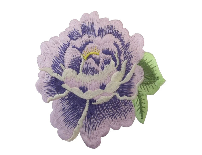 #5089PP Purple Rose Herbaceous Peony Flower Embroidery Iron On Applique Patch Peony