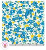 Kaufman BASKETS OF BLOOMS LAWN 20493 Blue Floral SMOCKING Fabric D ZIMMERMAN Flowering Plants