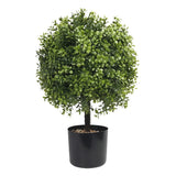 2pcs Artificial Topiary Plants 20" Fake Boxwood Ball Trees for Home Decor Green Plant