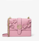 MICHAEL KORS GREENWICH Floral Embellished Flap Crossbody Bag Small Carnation NEW Carnation