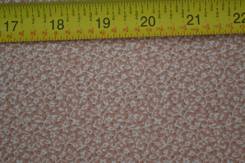 By 1/2 Yd, 44" Wide, Vintage, Cream Calico on Brown Cotton, Ameritex, M7767 Flowering Plants