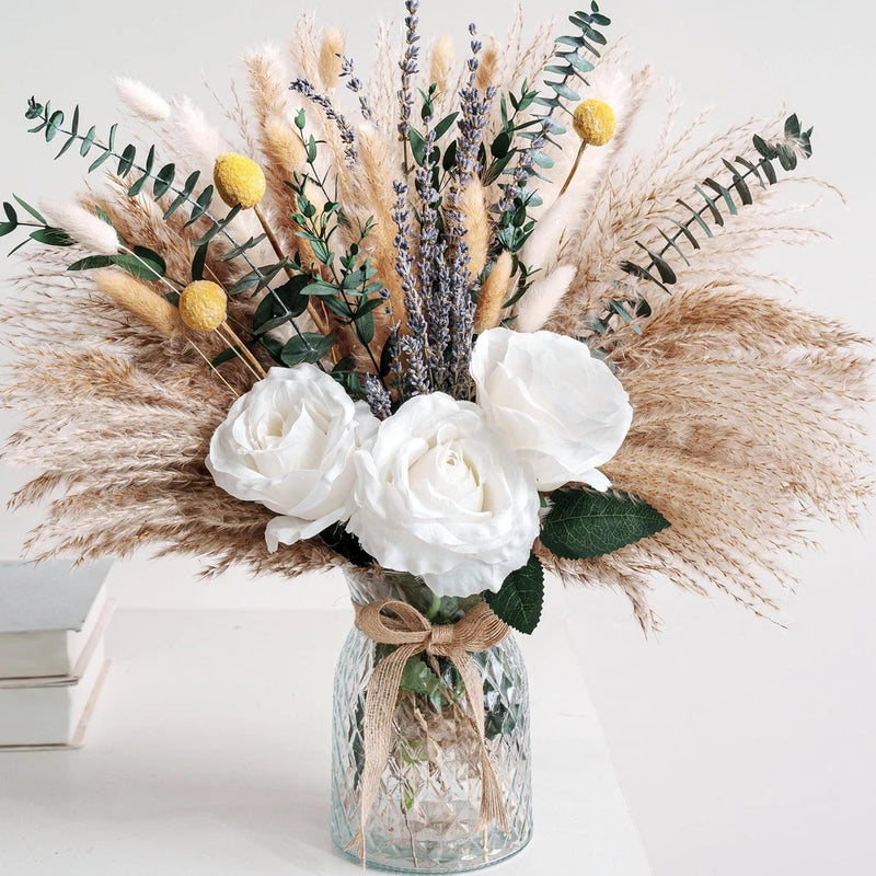 Table Centerpiece Decor Ð Faux Flower Arrangement in Vase with Dried Pampas G... Pampas Grass