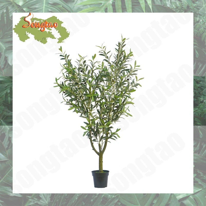 5Ft Tall Artificial Olive Tree Realistic Faux Silk Potted Plant for Home Decor Green Plant