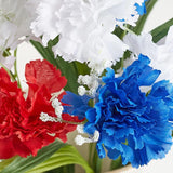 19" Patriotic Artificial Carnation Floral Bush with Gypsophila Carnation