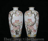 9.2" Qianlong Marked Old Chinese Pastel Porcelain Palace Peony Flower Bottle Peony