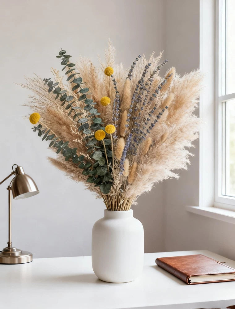 Boho Decor Bouquet  Pampas Grass,Eucalyptus,Lavender,Bunny Tail,Billy Balls 1... Pampas Grass