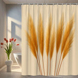 Elegant Boho Beige Shower Curtain with Pampas Grass Design Pampas Grass