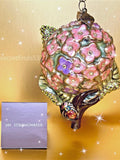 Jay Strongwater RARE ~ PINK, LAVENDER HYDRANGEA ~  Glass Ornament Excel Con NIB Hydrangea