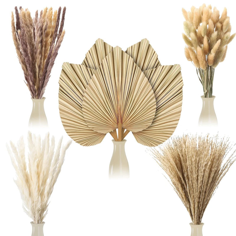 Dried Pampas Grass 105pc Natural Palm Leaves Bunny Tails Wedding Boho Decor Pampas Grass