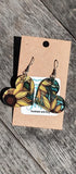 sunflower earrings, stained glass sunflower, simple boho heart, fun flower Sunflower