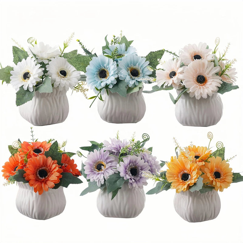 6PCS Artificial Sunflower with Ceramic Vases Ð Spring Centerpiece Table Decor... Sunflower