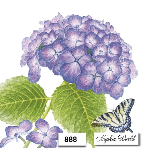 (888) TWO Individual Paper LUNCHEON Decoupage Napkins - PURPLE HYDRANGEA FLOWER Hydrangea