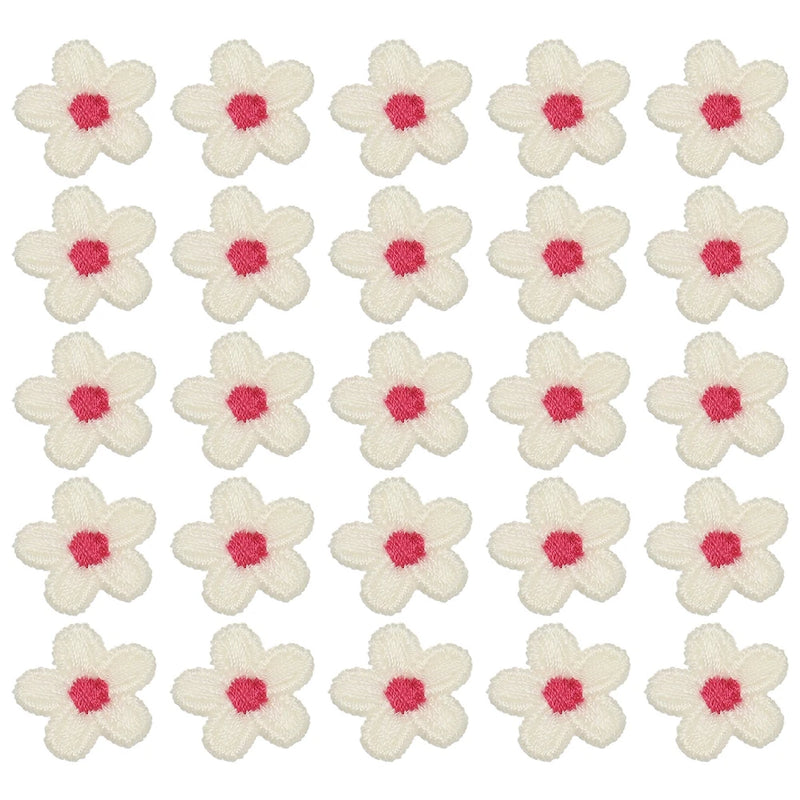 50 Pcs Mini Daisies Flower Sew on Patches, Flower Appliques Patches, Peach Red Daisies