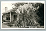 Craftsman House & Pampas GrassÑRio Grande Valley RPPC Wright Photo Texas 1930s Pampas Grass