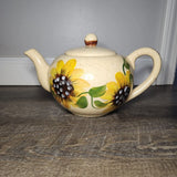 Sunflower Teapot Hull Pottery Ceramic Stoneware Rustic Cottage Core Floral Sunflower