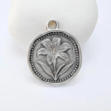 Lily Charms, Flower Pendant Earring Charms Antique Silver 28x24mm G37774 Lily