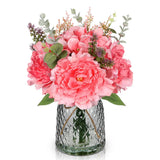 Faux Flowers with Glass Vase Artificial Peony Hydrangea Silk Floral Arrangeme... Hydrangea