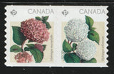 Canada #2898iii, Hydrangeas, Flowers, Se-tenant Pair of Coils, Die Cut, MNH 2016 Hydrangea