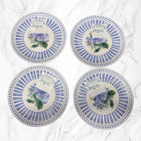 4- Shabby Chic Purple Hydrangea Stripes Melamine Indoor Outdoor Salad Plates 9Ó Hydrangea